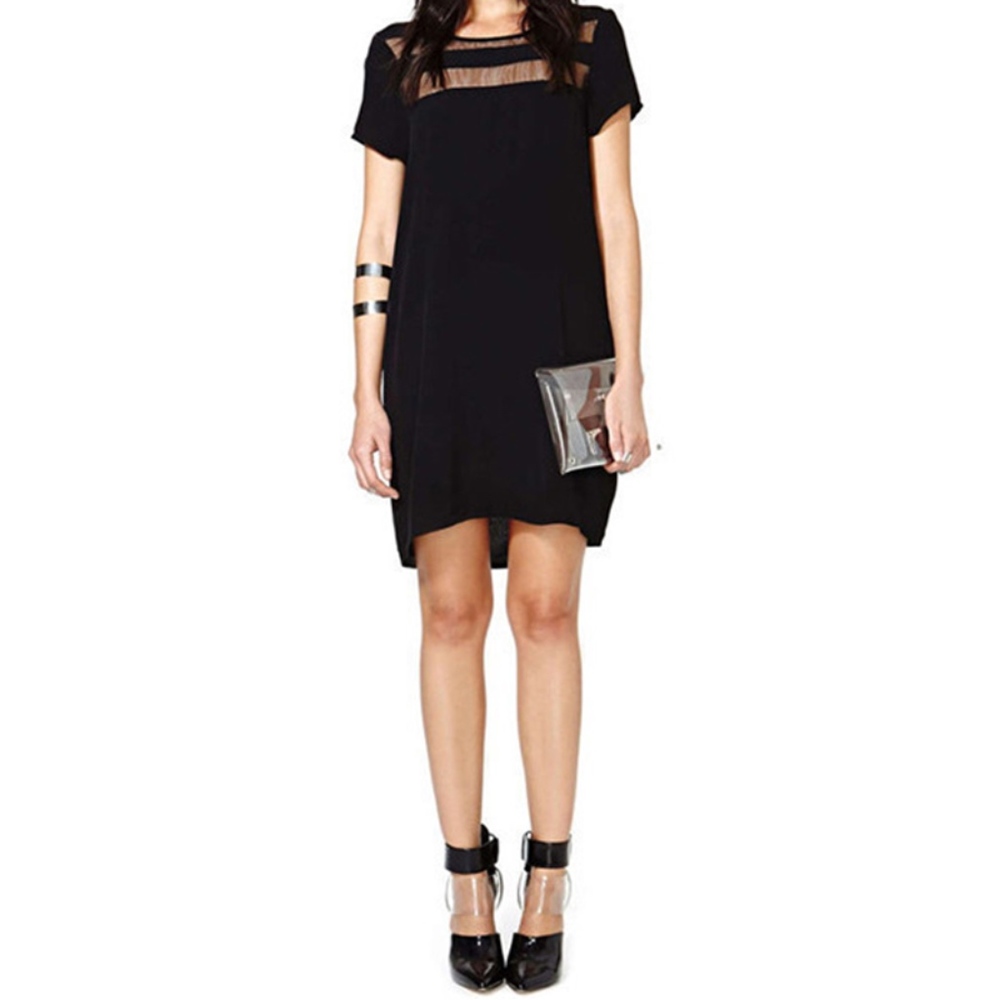 gorgeous sheer cut out panel black shift dress - Picture 4 of 5